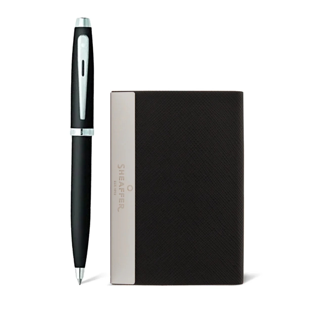 Matte Black Ballpoint Pen and Business Card Holder